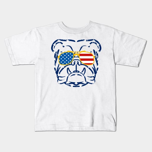 English Bulldog American Sunglasses T shirt 4th of July Gift Kids T-Shirt by Ramadangonim